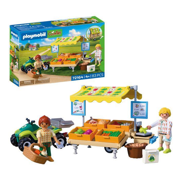 PLAYMOBIL 72164 Stand de légumes au marché et quad, Country la ferme, 83 pièces, dès 4 ans