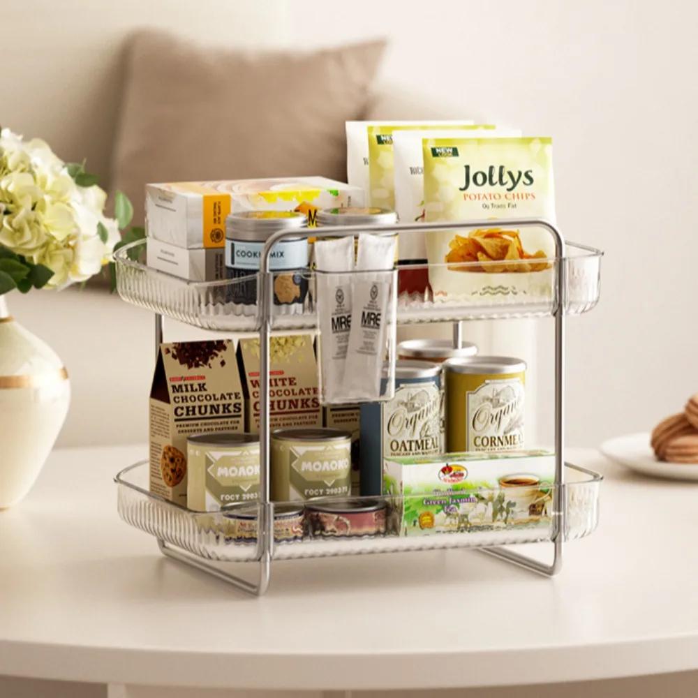2 Tier Makeup Rack Skincare Countertop Organizer Office Double-Layer Water Cup Holder Seasoning Shelf Bathroom Storage Shelves