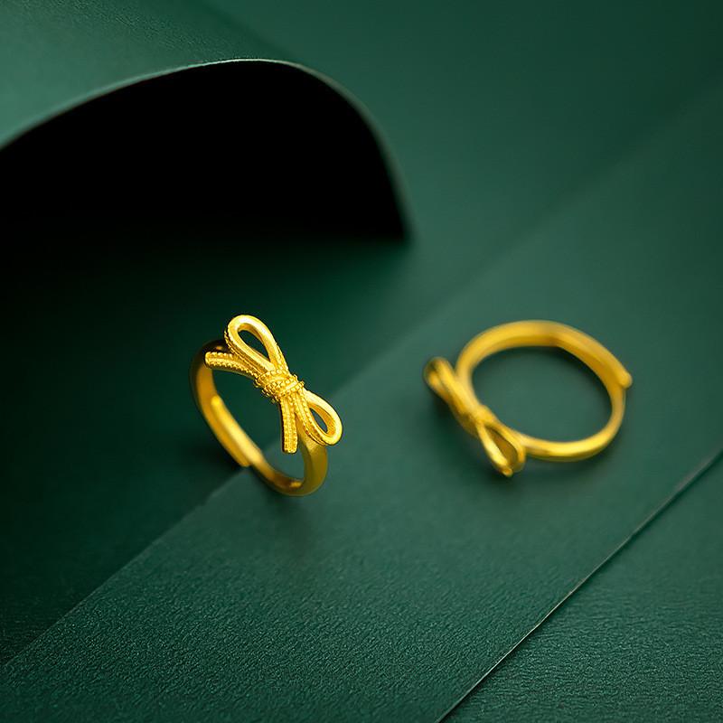 Luxurious Gold Coated Bowknot Ring For Women Trendy Fashion Accessory Gift
