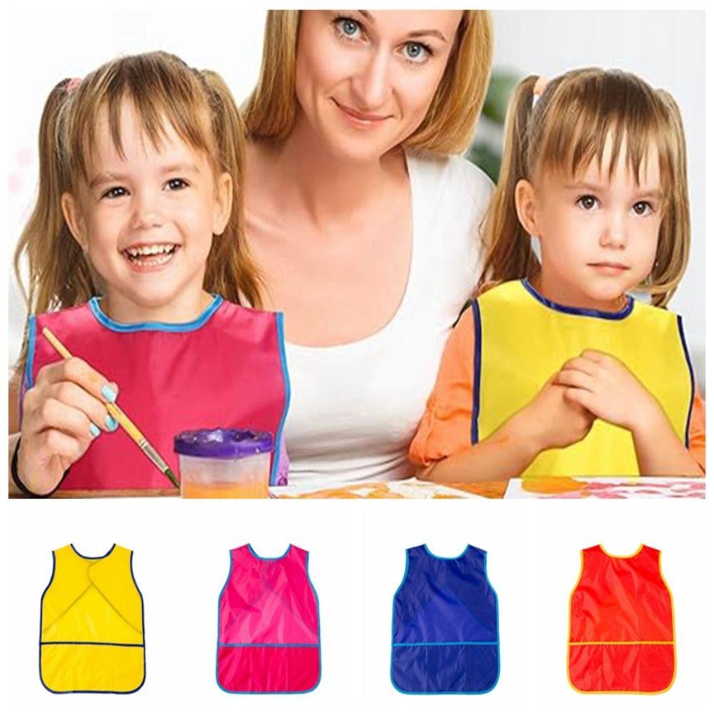 With 3 Pockets Painting Aprons Waterproof Kids Apron Craft Activity Kids Art Smock Cook