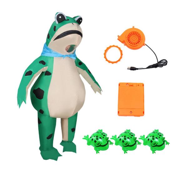 Надувной костюм лягушки для взрослых детей, смешной надувной костюм лягушки с воздушным насосом, костюм-комбинезон лягушки для вечеринки на Хэллоуин