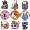 Cartoon Cat Patches Hippie Badges Applique For Clothing Stickers Stripe Cute Cat Embroidery Patch DIY Iron On Patches On Clothes
