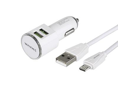 Зарядное устройство WAYME 12/24В 2x USB 3.4A + кабель со штекером micro USB