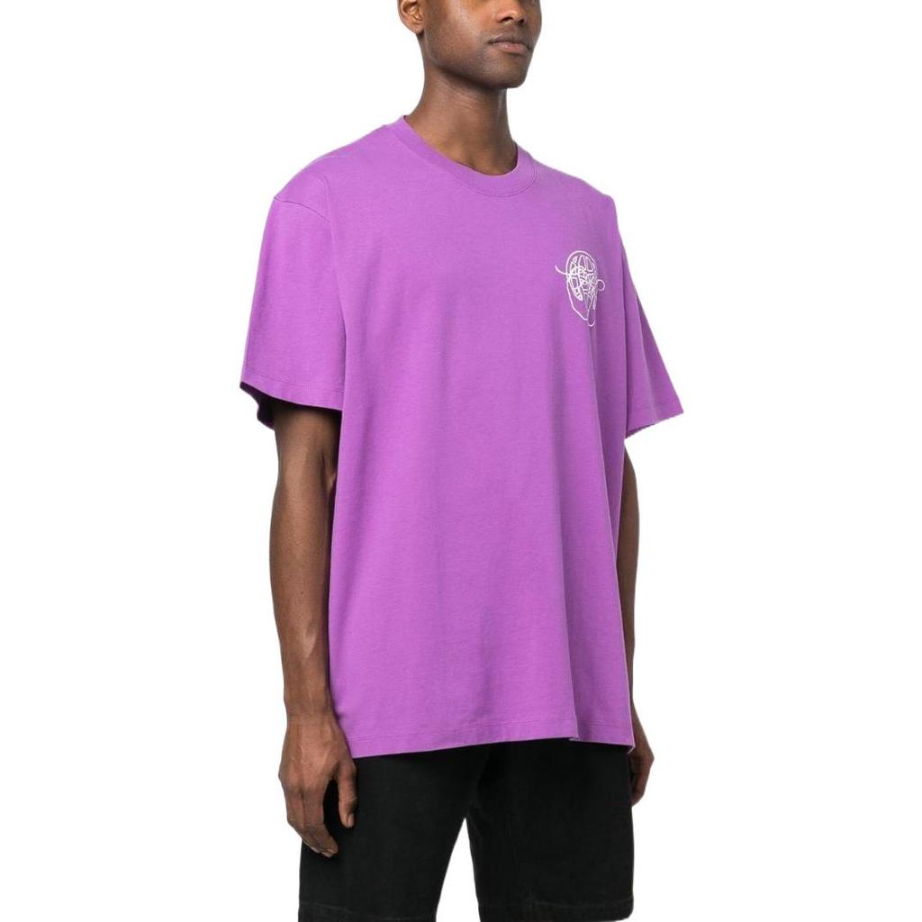 Off-White Футболка с коротким рукавом и круглым вырезом Ss23 с геометрическим принтом логотипа, мужская, лавандового цвета OMAA038S23JER0033601