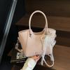 Lace Bow Pu Water Bucket Bag With Zip Closure For Daily Casual Use