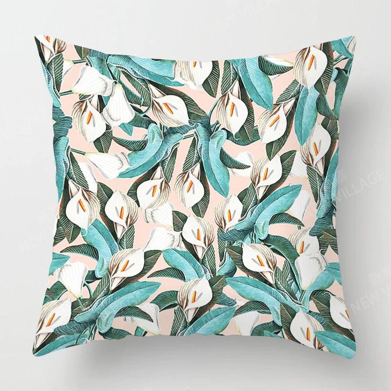 Creative Plant Leaf Patterns Throw Pillow Cover With Short Plush Print Living Room Sofa Decoration Cushion Cover Pillow Covers