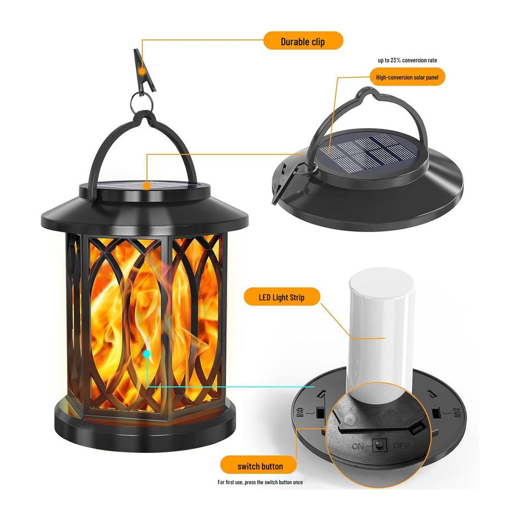 High-Power Solar Flame Lantern for Outdoors – Versatile Street, Courtyard, and Landscape Lighting