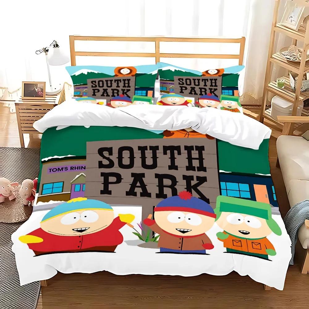 Пододеяльник S-South Park Наволочка Комплект постельного белья Взрослый Мальчик Девочка Украшение спальни Детский подарок Односпальный Двуспальный Большой размер