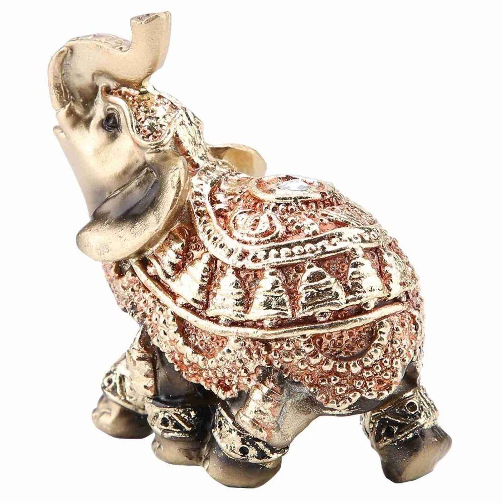 Resin Golden Elephant Figurine Gold Lucky Elephant Decoration Reception Decoration