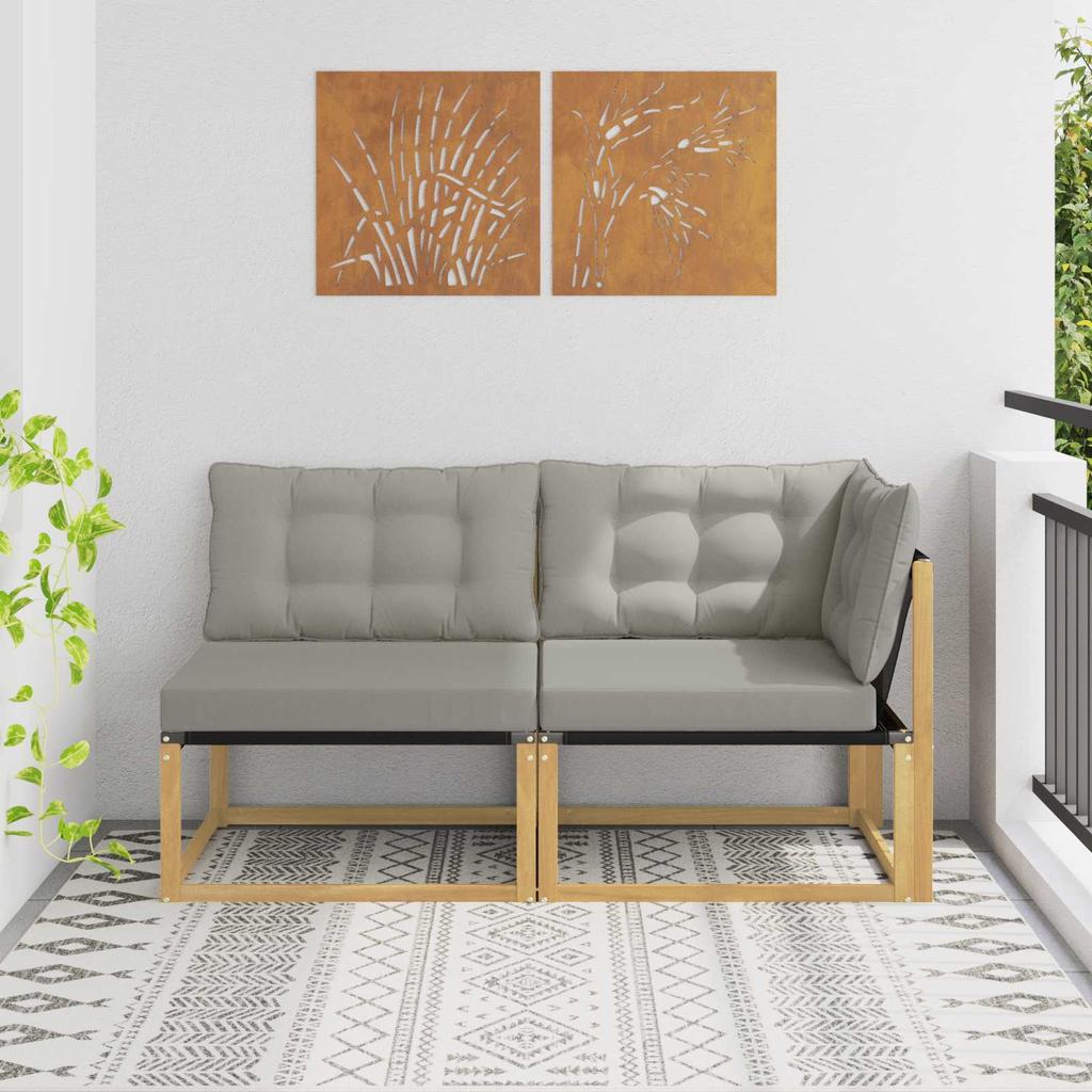 Modular Outdoor Sofa Units with Cushions White 162.5 x 83 x 73 cm