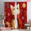 2pcs,2D Plane Printing Minimalist Curtains Snowflake Cat Versatile Polyester (without Rod) Gifts Use for Bedroom, Contemporary