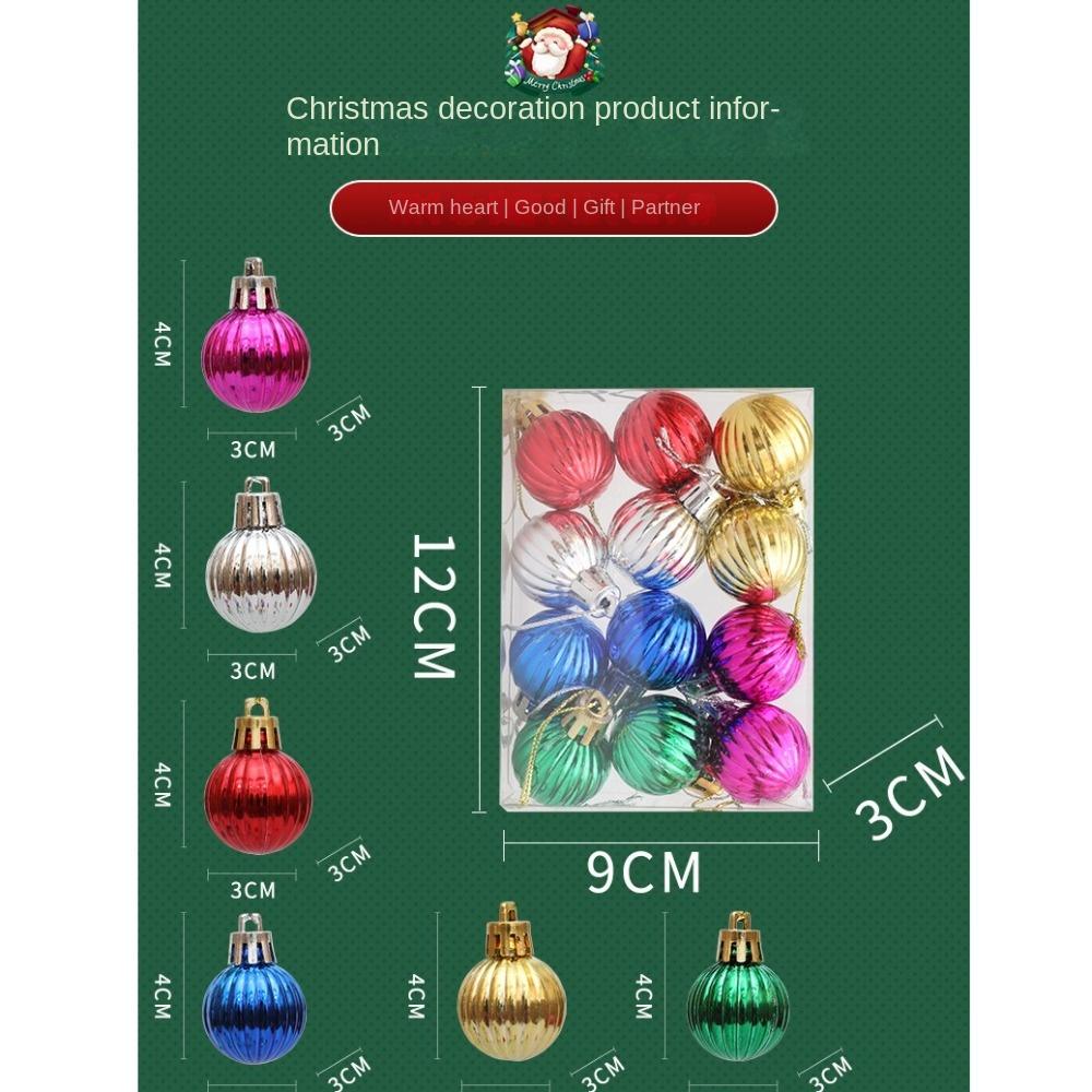 12pcs/Box Color Electroplated Ball Christmas Tree Ornament Plastic Christmas Decorations