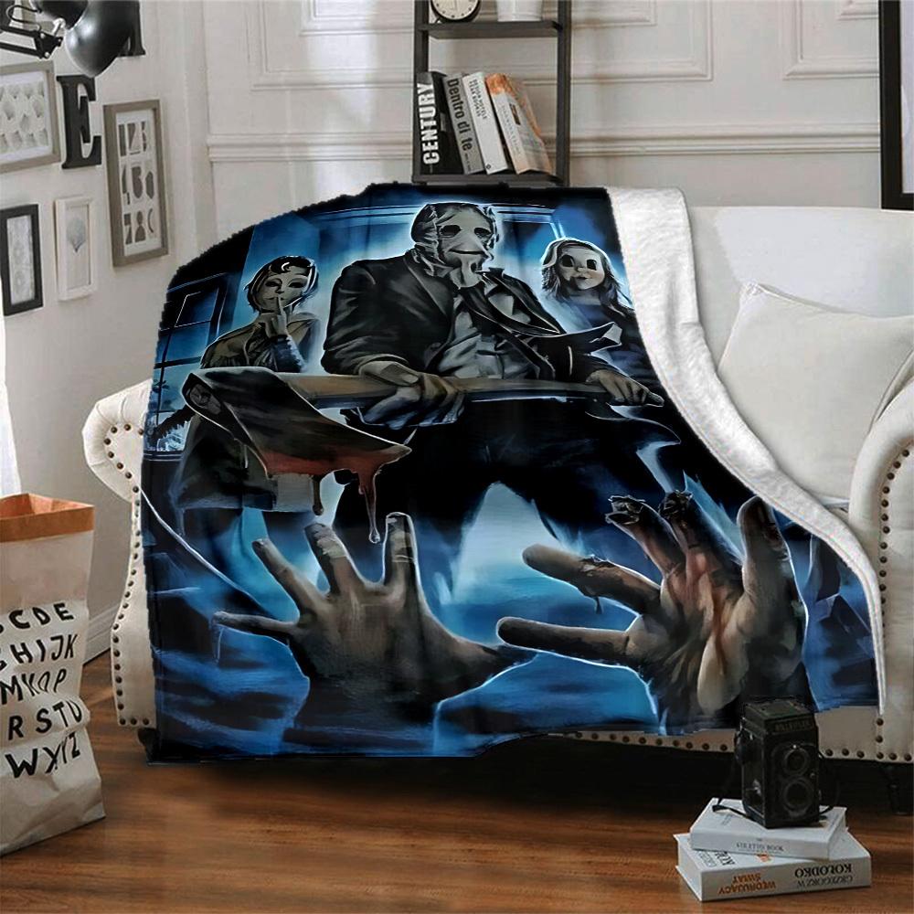 1pc Horror Movie Poster Flannel Blanket [Cozy Throw Blanket] For Sofa, Bed, Travel, Camping, Livingroom, Office, Couch, Chair, And Bed