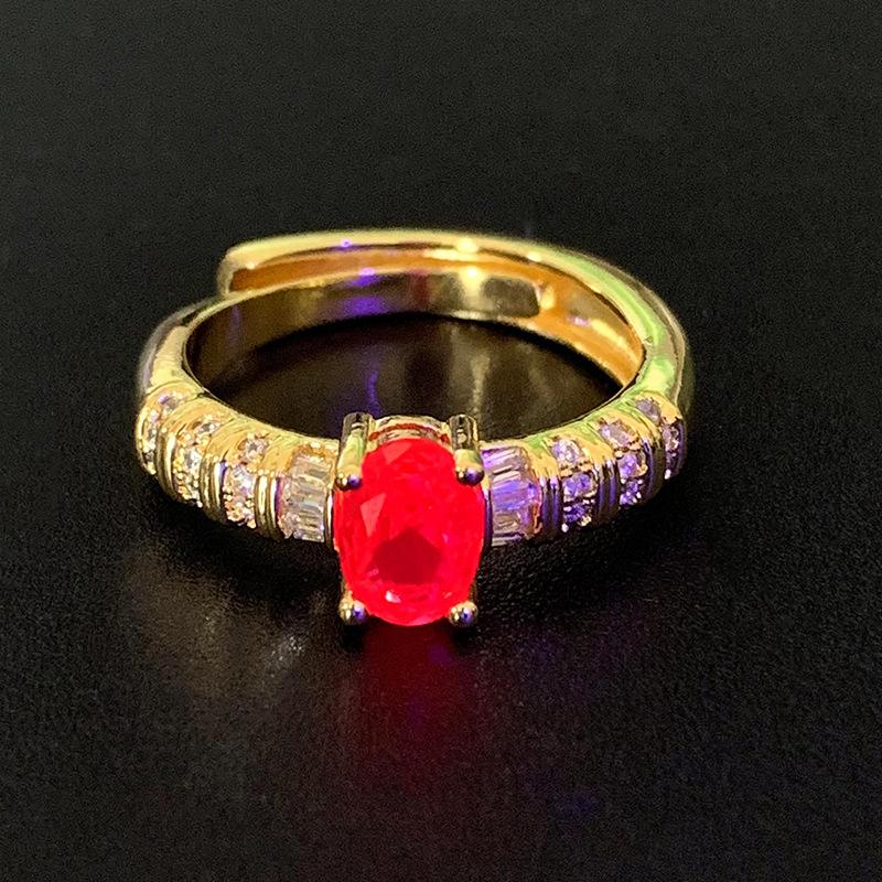 925 5*7 MM Oval Cut Sapphire Ruby High Carbon Diamond Gemstone Ring For Women 18K Gold Plated Jewelry