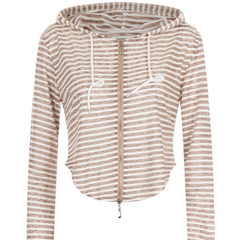 Shop Women Sheer Hoodie Zipper Cardigan Ivory Egg Wcd 20657