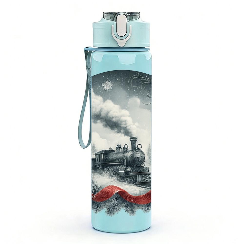 1PC Snow Mountain Wave Scenery 750ml Color Plastic Sports Water Bottle Leakproof Flip Straw Lid Suitable for Sports Office Home Use