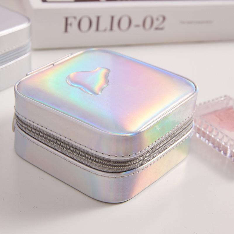 Classic Leather Jewelry Box With Mirror For Earrings And Rings Storage