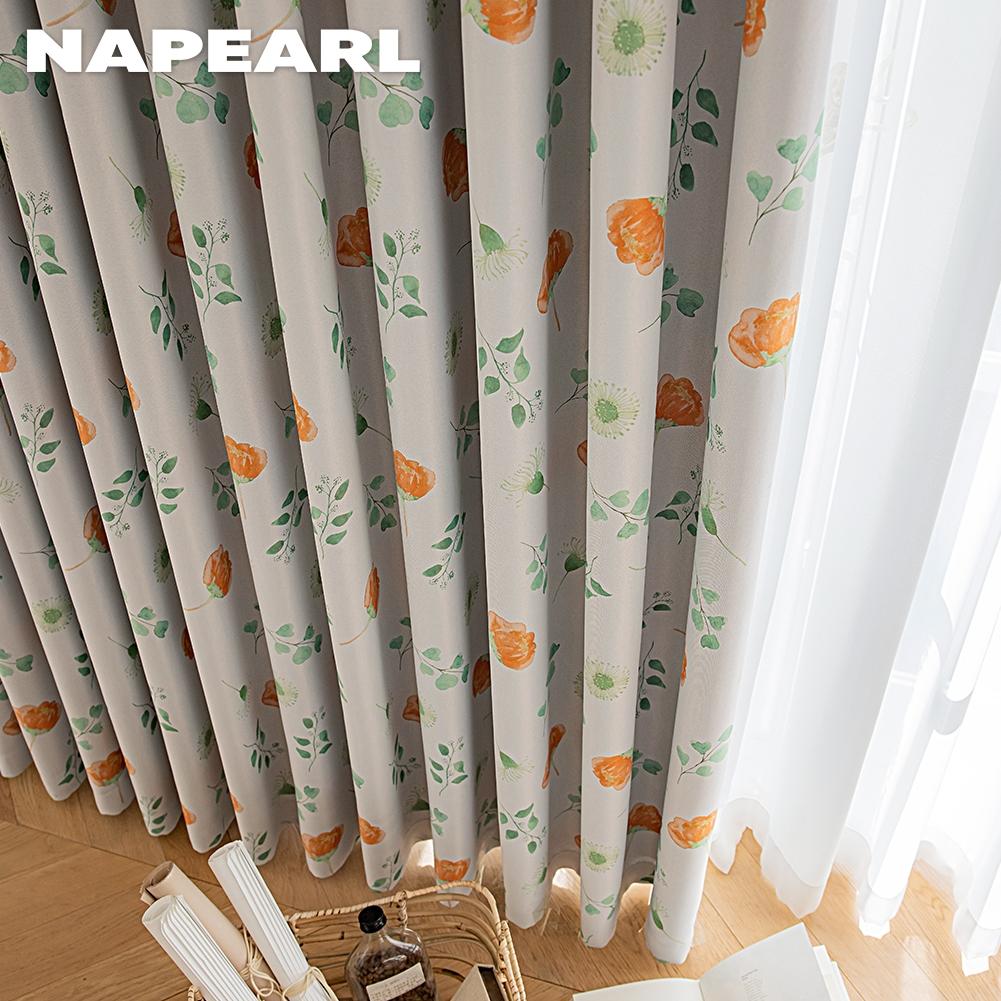 1 шт. NAPEARL 70-80% светоблокирующие весенние шторы с цветочным принтом для спальни, гостиной, домашнего декора