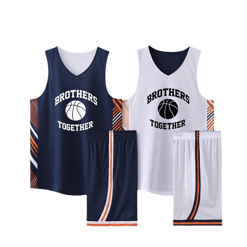 Football training jersey, double-sided basketball jersey set, American narrow shoulder basketball training game jersey, college student print two.