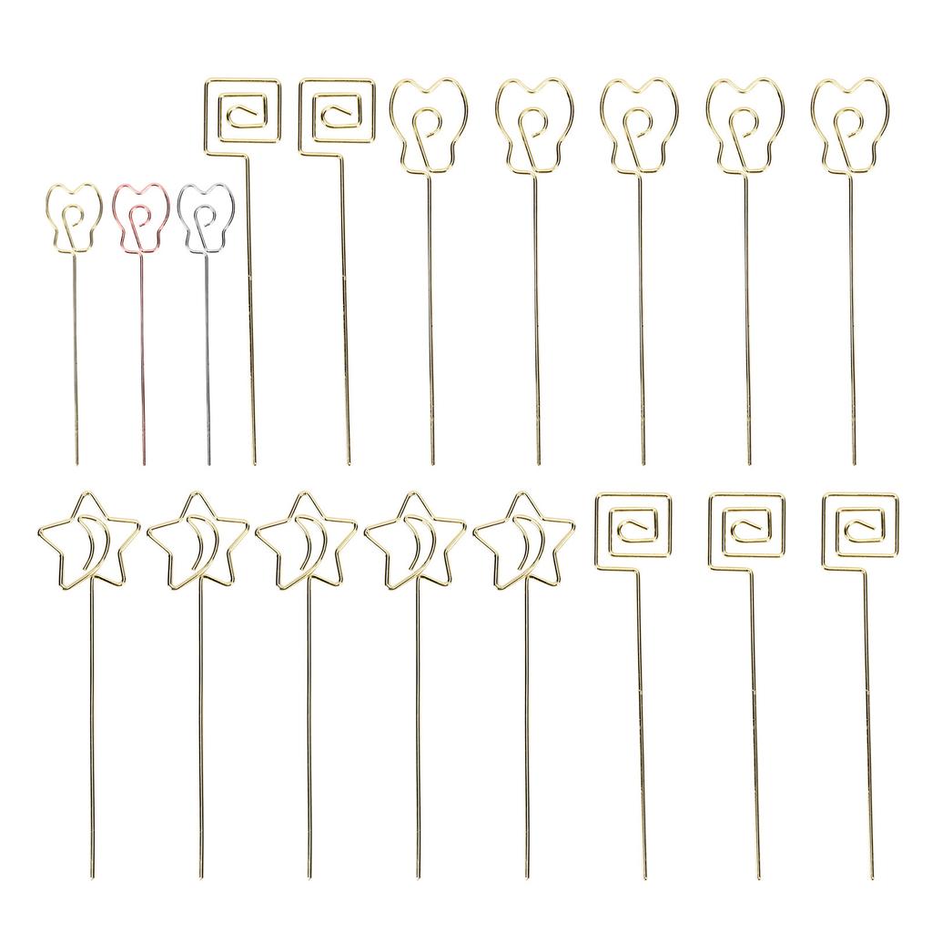 15pcs Table Number Holder Cute Shape Electroplating Process Practical Photo Stand for Office Anniver