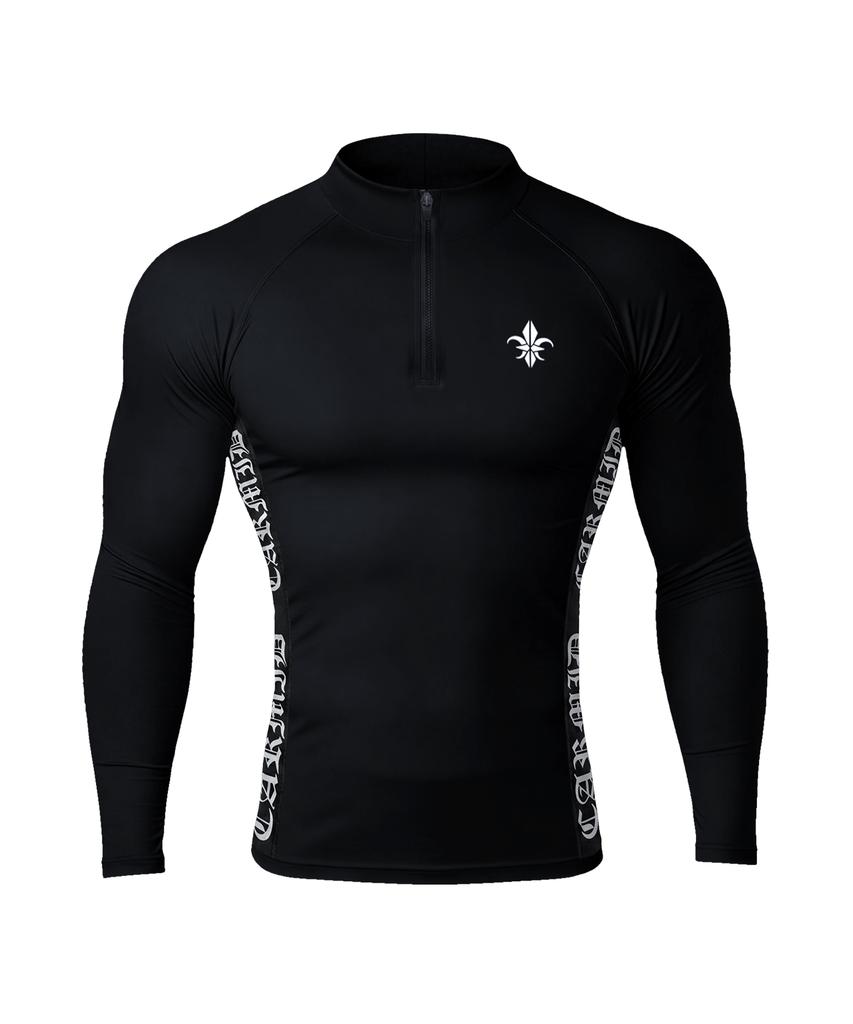 CARMID Compression Noble Banding Lettering Half-Zip Long Sleeve [Black]