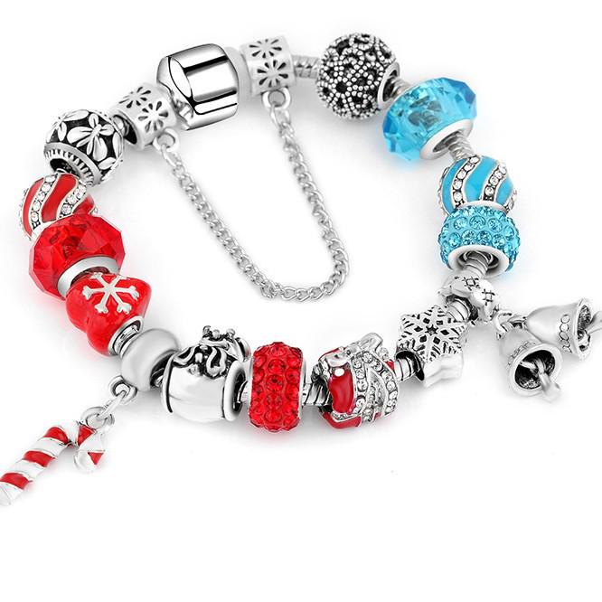 Рождественский красный эмалевый браслет-шарм с носками - Европейский и американский стиль