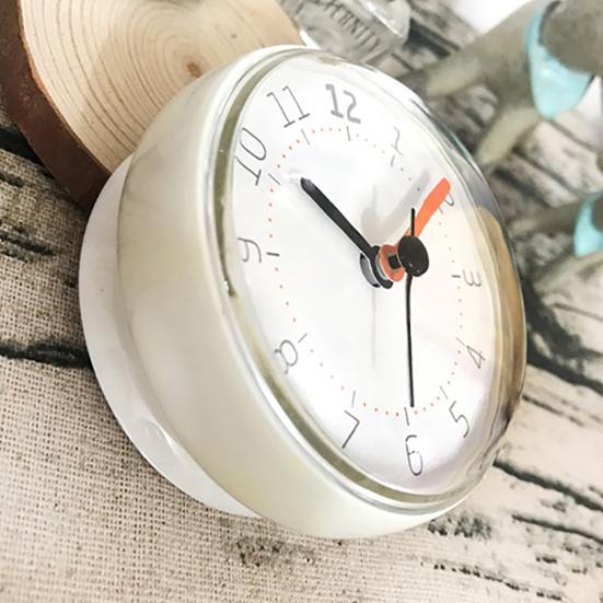 Bathroom Waterproof Suction Cup Silent Non-Ticking Battery Operated Wall Clock