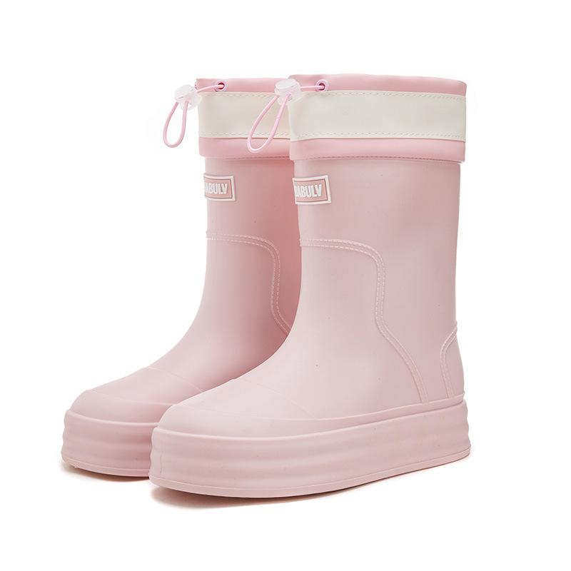 Новые женские дождевики средней высоты, модные повседневные резиновые сапоги на толстой подошве, верхняя одежда, теплая и износостойкая пляжная обувь для отдыха на воде