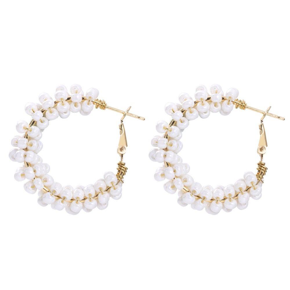 3 Pairs Bohemia Hoop Earrings Crystal Beads Gold Earrings Trend Jewelry Dangle Earrings Women