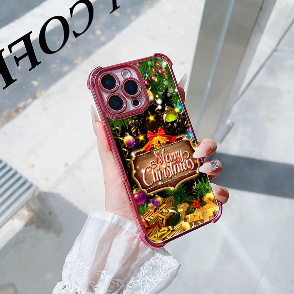Ae113 Merry Christmas art Santa design art Гальванизированные чехлы для телефонов TPU для Xiaomi 11 Lite Redmi Note 13 Pro 12C Huawei Защитный чехол на четыре угла