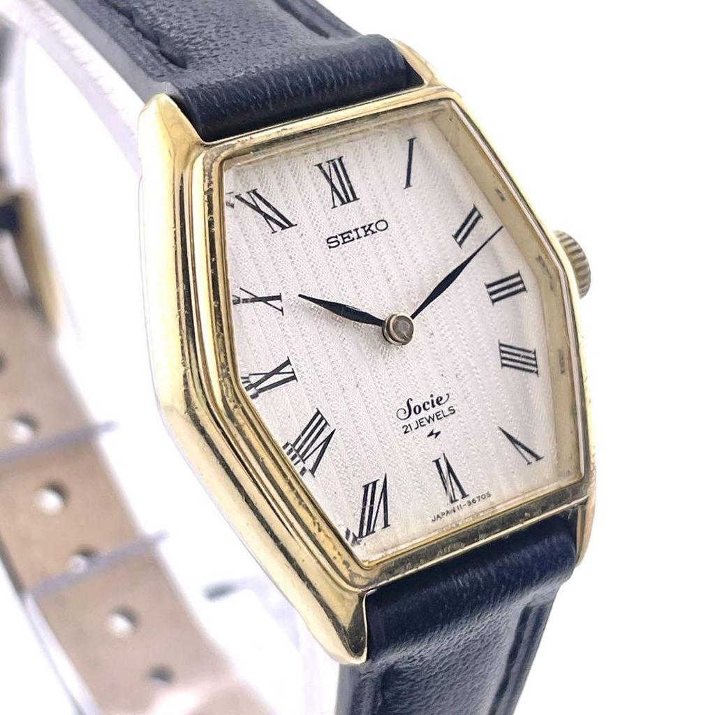 [USED] Working Seiko Socie Hexagon Manual Wind Watch 11-8090