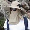 1pc Sunshade Hat Big Eave Hat Mask Fishing Hat Outdoor Work Climbing Hiking Caps Sun Protection Detachable Sun Sports Caps