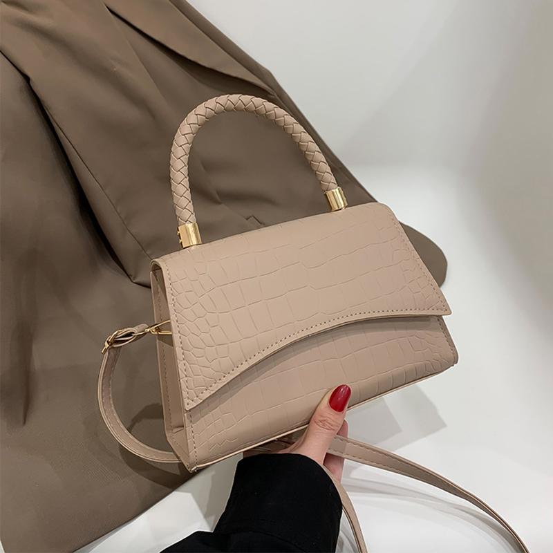 Yogodlns Retro Women Bag Western Style Shoulder Bag Handbag Korean Version Crocodile Pattern Small Square Bag Fashion And Simple Crossbody Bag