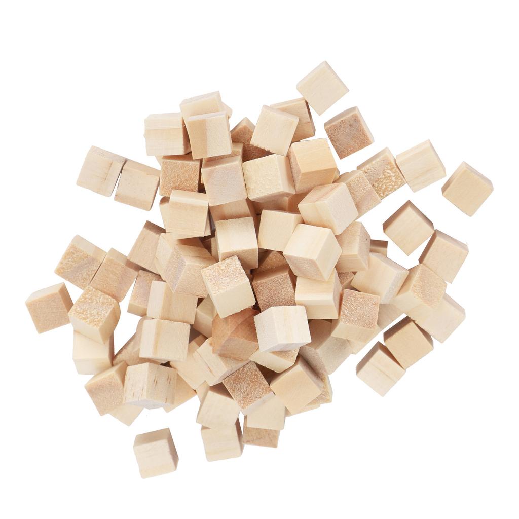 100Pcs Wooden Cubes Pine Square Blank Blocks for DIY Craft Early Childhood Puzzle Toy 10mm
