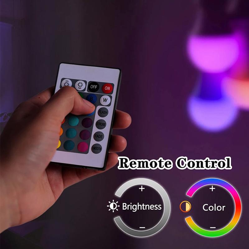 RGB Цветные Светодиодные Лампочки, 9 Вт RGB LED Лампочки с Пультом Дистанционного Управления, 16 Цветов, Многоцветная Лампа, Регулируемая Яркость для Спальни, Вечеринки, Домашнего Декора