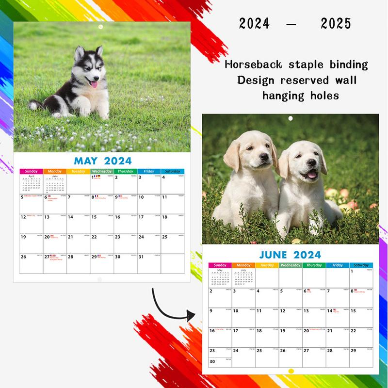 Собака Кошка Капибара Настенный Календарь 2024 Забавный Настенный Календарь с Животными Милый Забавный Подарочный Календарь с Животными Настенный Календарь