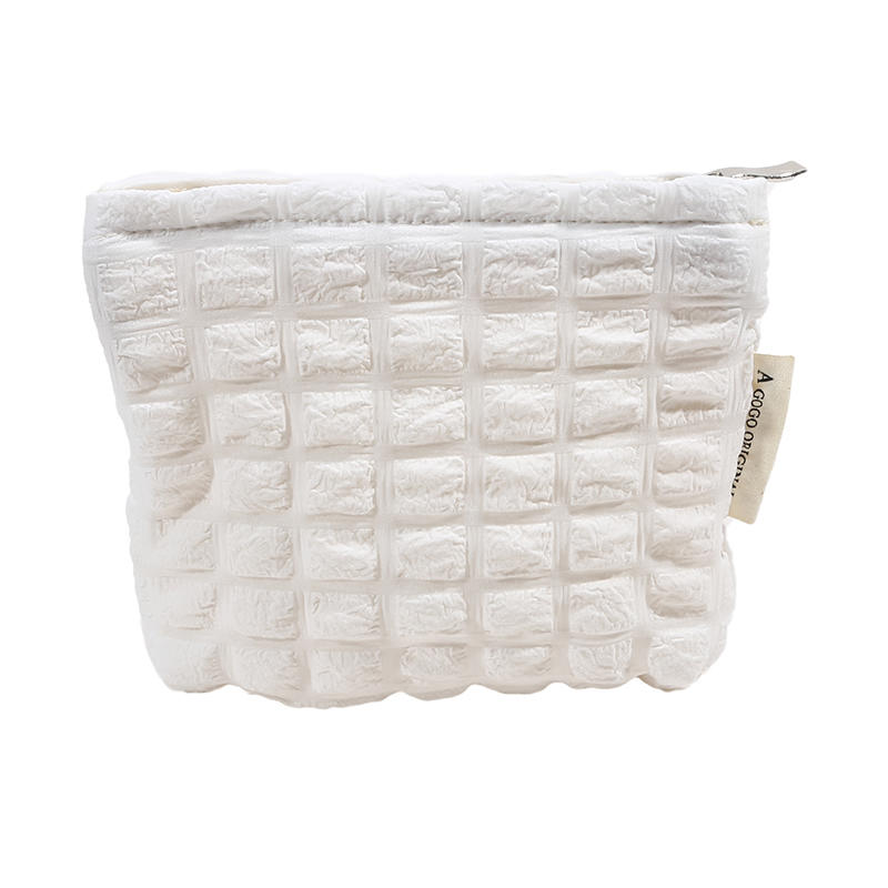 Женская косметичка, маленькая, белая, нежно-облачная, клетчатая, косметичка, сумка для хранения помады, портативный кошелек, держатель для карточек для поездок на работу