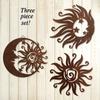 Set of 3 Sun Silhouette Wall Hangings Wrought Iron Sun Wall Sculptures for Living Room and Bedroom Wall Art