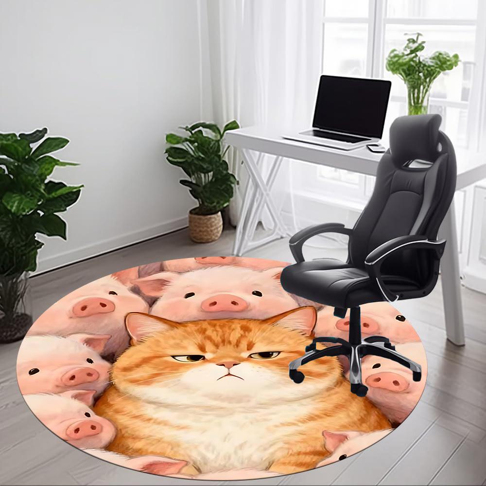 1pc Cat Pigs Chair Carpet for Office, Non-slip, Soft and Durable Office Rug for Interior Decoration, Perfect for Office yy260313085