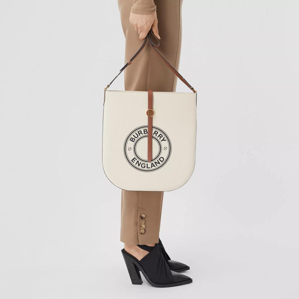 Burberry Logo Graphic Cotton Canvas And Leather Anne Shoulder Bag Women Shoulder Bag Natural 80268851