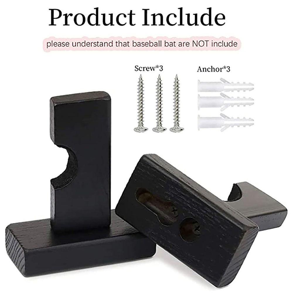 2Pcs Softball Bat Hockey Stick Stand with Screws Wall Mount Hanger Durable Baseball Bat Holder