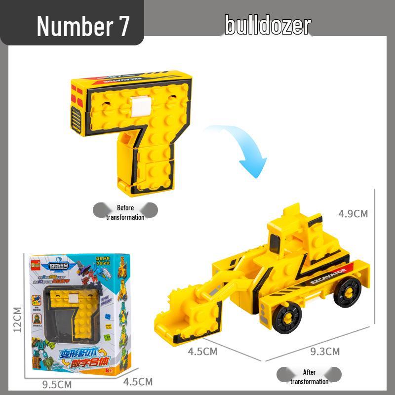 Large Kids' Number Symbol Transforming Robot Car Toy Set