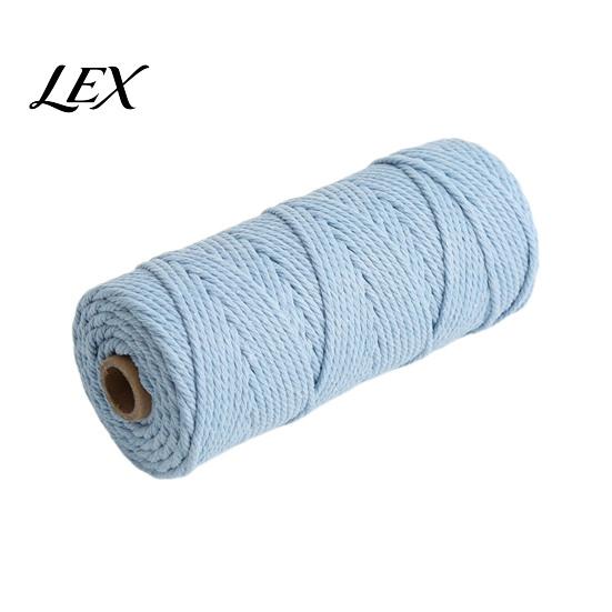 Natural Cotton Yarn for Knitting 3mm Cord, 109 Yards Twisted Craft Colored Durable String Crochet Making Tapestry, Hand Braiding, DIY Crafts Crafting