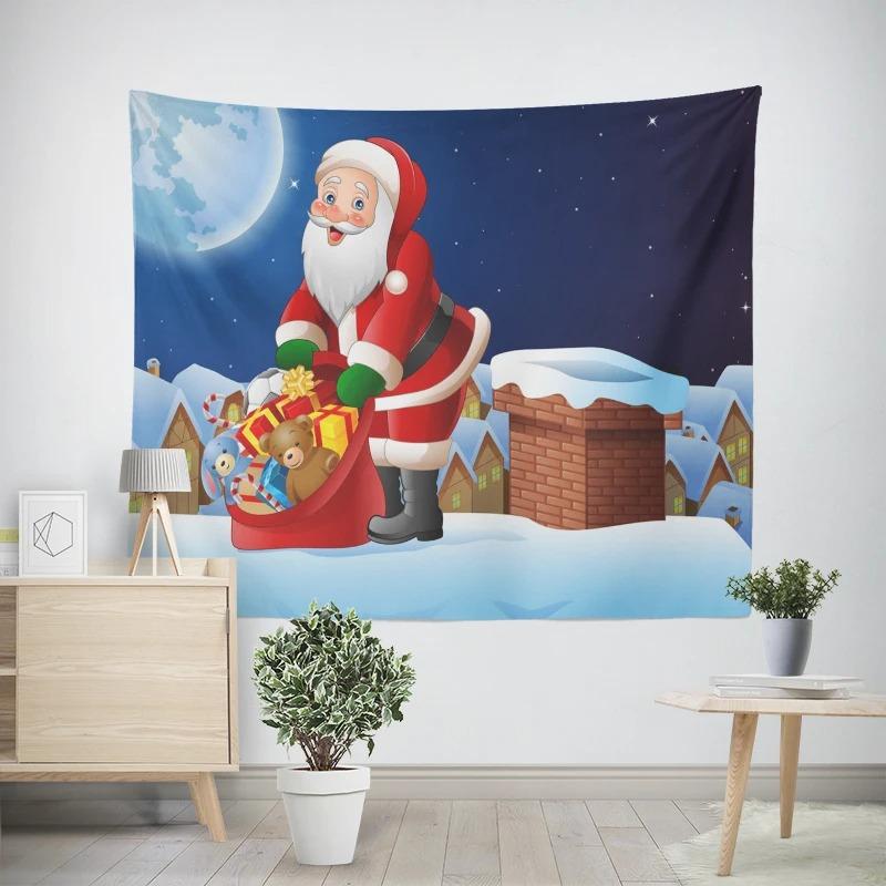 Новогодняя Рождественская Ночь Санта-Клаус Узор Гостиная Спальня Декоративный Гобелен