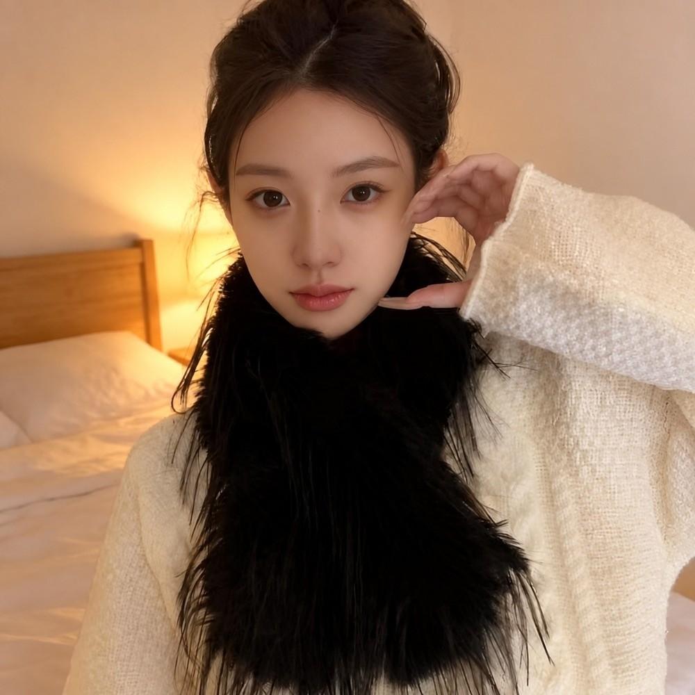 Soft Plush Faux Fox Fur Scarf Thicken Warm Neck Warmer Scarf Stylish Long Scarf For Women