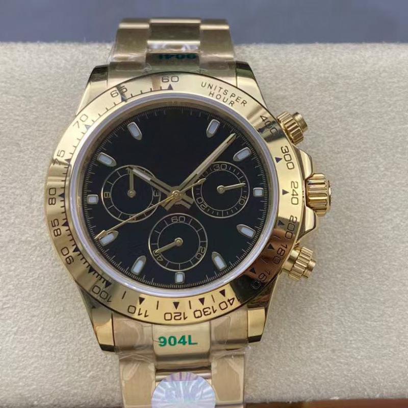 Мужские автоматические механические часы Rolex Daytona 40 мм, многофункциональные, с инкрустацией бриллиантами.
