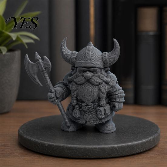 3D Printed Viking Figurine Dwarf Warrior Statue, Barbarian Figurine, Horned Nordic Mythology Ornament Helmet Desk Decor for Home Office, Collectible