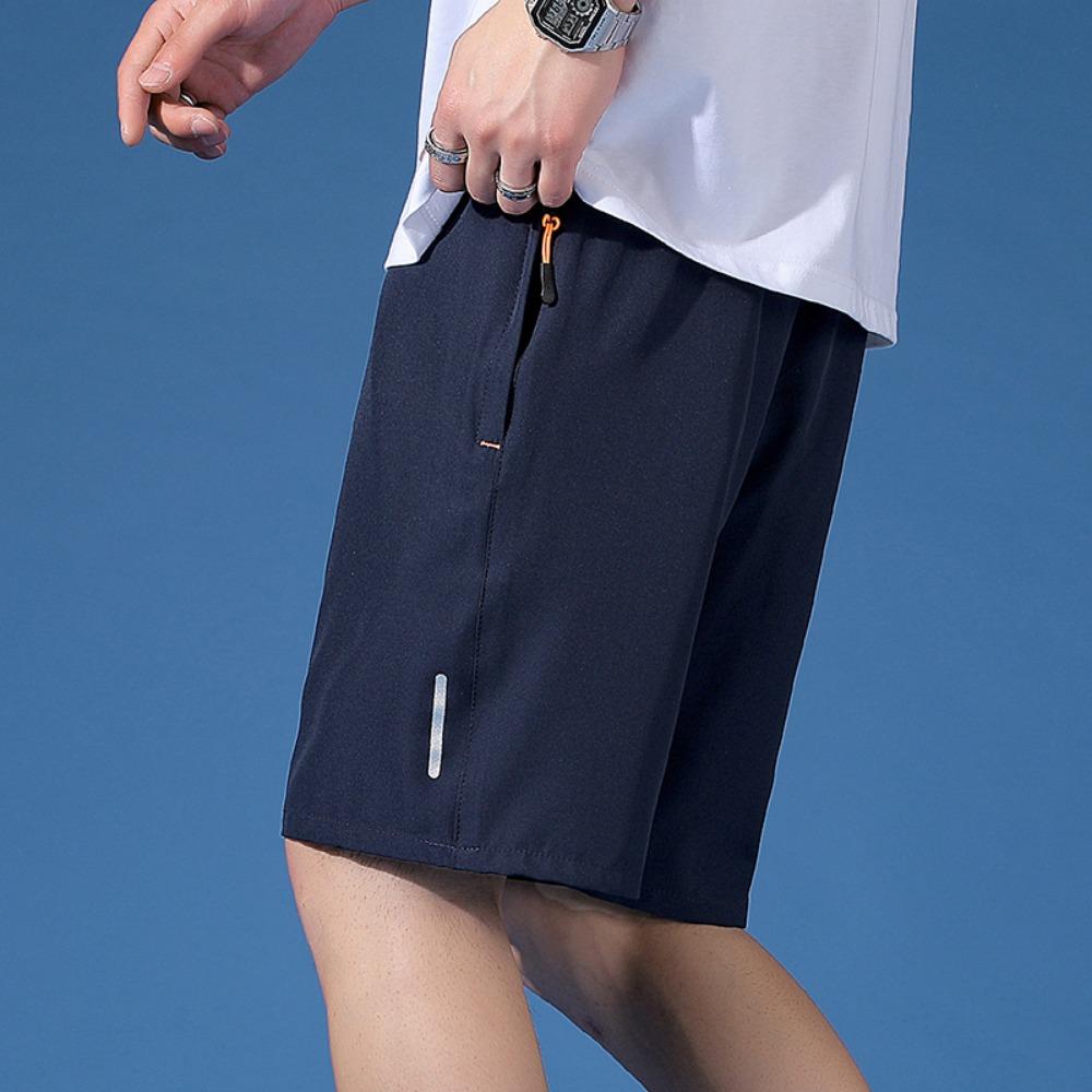 Мужские повседневные свободные летние пляжные шорты со светоотражающими полосками, быстросохнущие баскетбольные шорты из ледяного шелка