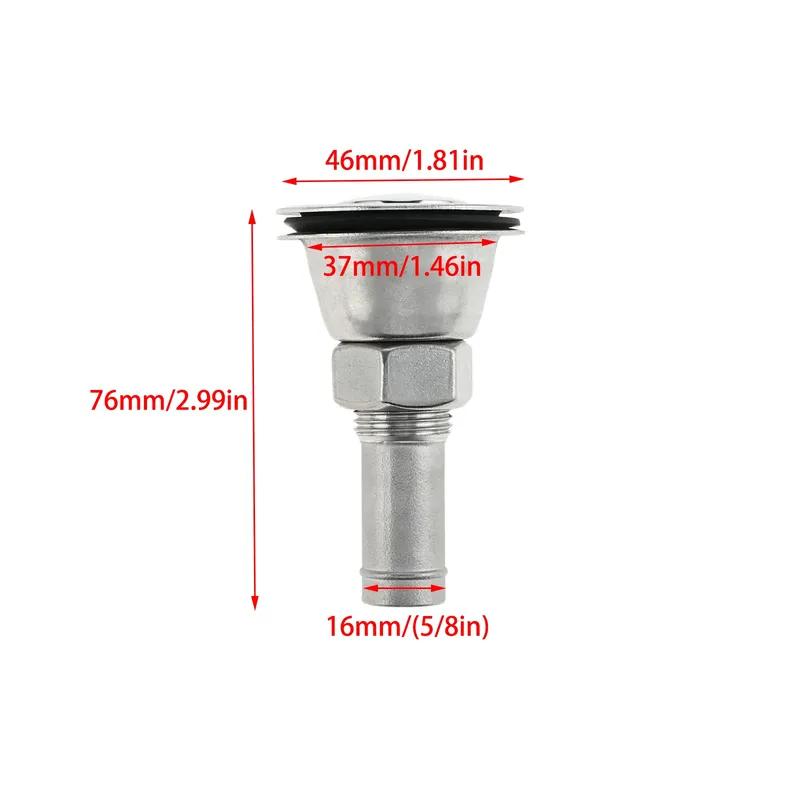 1Pc Boat Fuel Tank Vent for 5/8"" (16mm) Inner Diameter Hose Marine 316 Stainless Steel Flush Mount Thru-Hull Fuel Gas Tank Vent