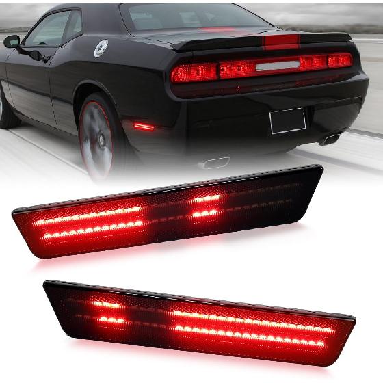 Dynamic Scan White LED Side Marker Lights For 2011-2014 Dodge Charger | 2008-2014 Dodge Challenger, Upgraded Dual Row Sequential Rear Bumper Signal